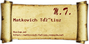 Matkovich Tétisz névjegykártya